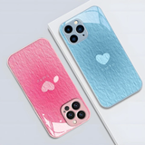 Cute Heart Design, Glossy Glass, Strap iPhone Case