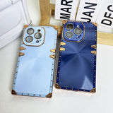 Electroplated Square iPhone Case with CD Texture and Crystal Bezel