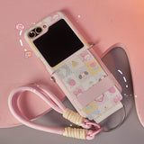 Creative Full-Wrap Strap Case for Galaxy Z Flip – Cute Animal Design & 360° Hinge Protection
