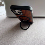 Real Walnut Wood iPhone Case with 360° Magnetic Rotating Metal Stand