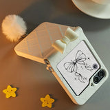 Elegant Z Flip Case with Bow, Quilted Back & Crossbody Strap