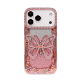Rhinestone Butterfly Glitter Phone Case for iPhone 15–17 Series – Full Protection TPU Cover for Women