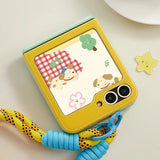 Puppy Flip Case + Strap for Galaxy Z Flip – Cute Yellow-Green Design with Magnetic Hinge