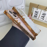 Electroplated Square iPhone Case with CD Texture and Crystal Bezel