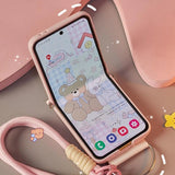 Creative Full-Wrap Strap Case for Galaxy Z Flip – Cute Animal Design & 360° Hinge Protection