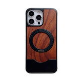 Real Walnut Wood iPhone Case with 360° Magnetic Rotating Metal Stand