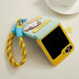 Puppy Flip Case + Strap for Galaxy Z Flip – Cute Yellow-Green Design with Magnetic Hinge