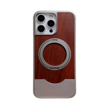 Real Walnut Wood iPhone Case with 360° Magnetic Rotating Metal Stand