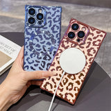 Magnetic Leopard iPhone Case with Bold Electroplated Design