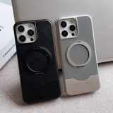 Magnetic PU Leather iPhone Case with 360° Stand, Half Cover