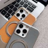 Magnetic PU Leather iPhone Case with 360° Stand, Half Cover