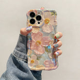 Fangcase Irregular Floral Oil Painting Phone Case – Full Cover Protective Case for Women