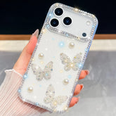 Luxury Diamond Butterfly Pearl Case for iPhone 17 Series