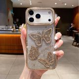 Gold Butterfly iPhone 17 Series Sparkle Case – glitter rhinestone butterfly design with full protection.