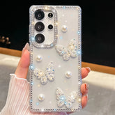 Luxury Glitter White Pearl Butterfly Case for Samsung