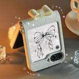 Elegant Z Flip Case with Bow, Quilted Back & Crossbody Strap