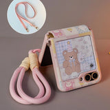 Creative Full-Wrap Strap Case for Galaxy Z Flip – Cute Animal Design & 360° Hinge Protection