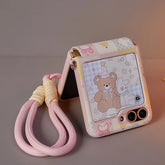 Creative Full-Wrap Strap Case for Galaxy Z Flip – Cute Animal Design & 360° Hinge Protection