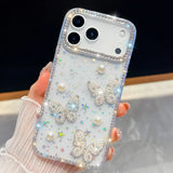 Luxury Diamond Butterfly Pearl Case for iPhone 17 Series