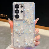 Luxury Glitter White Pearl Butterfly Case for Samsung