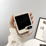 Galaxy Z Flip Pearl Heart Handle Case – Patchwork Protective Mini Bag