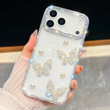 Luxury Diamond Butterfly Pearl Case for iPhone 17 Series