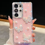 Luxury Glitter White Pearl Butterfly Case for Samsung