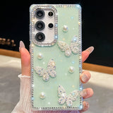 Luxury Glitter White Pearl Butterfly Case for Samsung