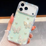 Luxury Diamond Butterfly Pearl Case for iPhone 17 Series