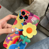 Colorful 3D Flower Grip Phone Case with Wrist & Crossbody Strap