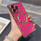 Magnetic Leopard iPhone Case with Bold Electroplated Design