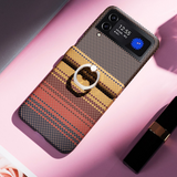 Galaxy Z Flip Carbon Fiber Pattern Case – Ring Holder & Full Protection