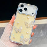 Luxury Diamond Butterfly Pearl Case for iPhone 17 Series