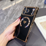 FANGCASE iPhone 17 Pro Max Heart Magnetic Case in Jet Black, slim protective grip with raised alloy bezel for lens protection.