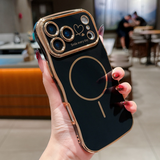 FANGCASE iPhone 17 Series Smile Every Day Magnetic Ring Wavy Case in Jet Black, with heart detail and electroplated frame.