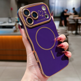 FANGCASE iPhone 17 Series Smile Every Day Magnetic Ring Wavy Case in Midnight Purple, MagSafe charging compatible.