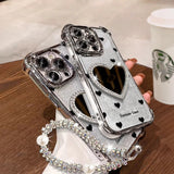 Heart Mirror iPhone Case – Crystal Frame, Built-in Mirror & Full Protection