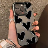 🖤Fangcase Cute Heart Matte Phone Case – Full Protection Anti-Fingerprint Case for Girls