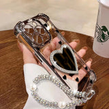 Heart Mirror iPhone Case – Crystal Frame, Built-in Mirror & Full Protection