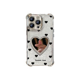 Heart Mirror iPhone Case – Crystal Frame, Built-in Mirror & Full Protection