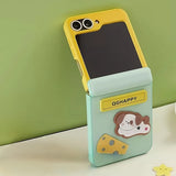 Puppy Flip Case + Strap for Galaxy Z Flip – Cute Yellow-Green Design with Magnetic Hinge