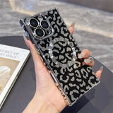 Magnetic Leopard iPhone Case with Bold Electroplated Design