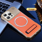 MagSafe-Compatible Case with Leather Texture & Kickstand | Slim Airflow Design