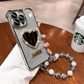 Sparkling Heart Mirror iPhone Case – Glitter & Rhinestone Design