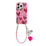 Hot Pink Glitter Leopard Heart Case – Hand & Crossbody Strap