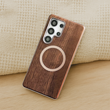Eco Walnut Wood Samsung Case with MagSafe Ring & Metal Frame