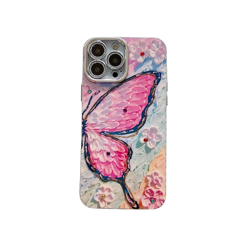 Butterfly Design, Rhinestone Bling, Full Protection iPhone Case