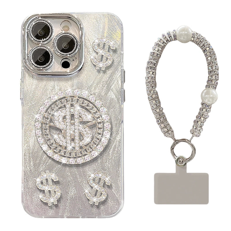 Lucky Bling Dollar Sign iPhone Case with Optional Wrist Strap