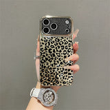 Leopard Print Crystal Phone Case – Electroplated Edge Full-Cover Protective Case for Women