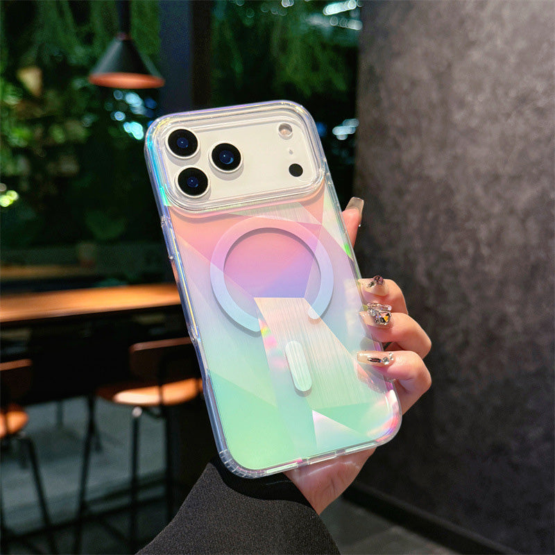 Rainbow Prism MagSafe Phone Case for iPhone – Electroplated Glitter Full-Cover Protection